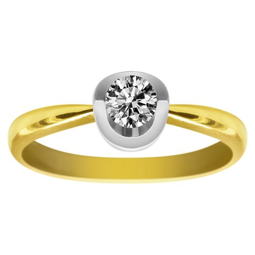 Pierścionek zaręczynowy z żółtego złota z brylantem 0,08ct - PB/039b