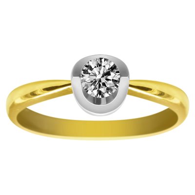 Pierścionek zaręczynowy z żółtego złota z brylantem 0,08ct - PB/039b
