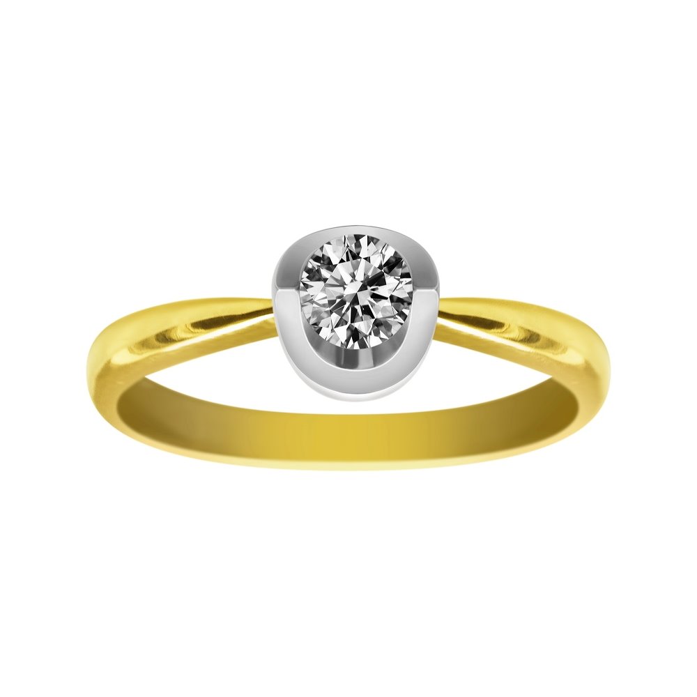 Pierścionek zaręczynowy z żółtego złota z brylantem 0,08ct - PB/039b