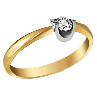 Pierścionek zaręczynowy z żółtego złota z brylantem 0,08ct - PB/039b