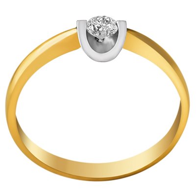 Pierścionek zaręczynowy z żółtego złota z brylantem 0,08ct - PB/039b