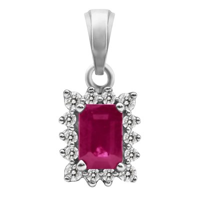 Zawieszka z rubinem i brylantami 0,17ct - ZK/009b