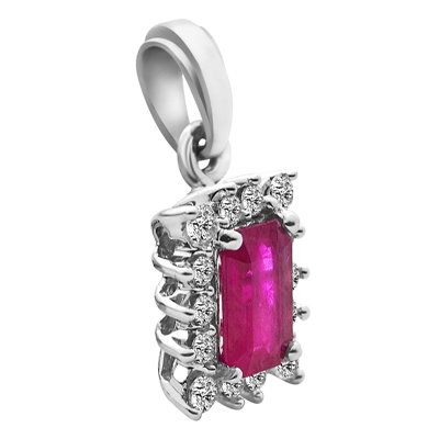 Zawieszka z rubinem i brylantami 0,17ct - ZK/009b