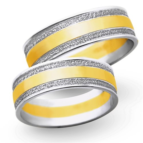 Obrączki ślubne z białego i żółtego złota 8mm - O2K/001