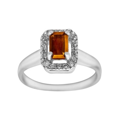 Pierścionek zaręczynowy z granatem i brylantami 0,14ct - PK/019a