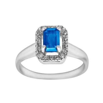 Pierścionek zaręczynowy z szafirem i brylantami 0,14ct - PK/019c