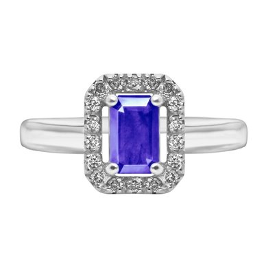 Pierścionek zaręczynowy z tanzanitem i brylantami 0,14ct - PK/019e