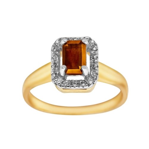 Pierścionek zaręczynowy z granatem i brylantami 0,14ct - PK/020a