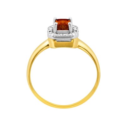 Pierścionek zaręczynowy z granatem i brylantami 0,14ct - PK/020a