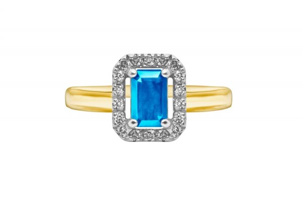 Pierścionek zaręczynowy z szafirem i  brylantami  0,14ct  - PK/020c