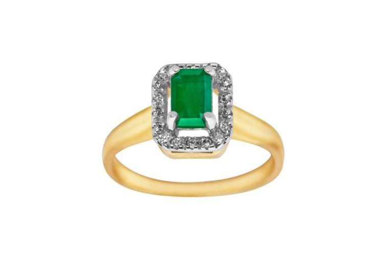 Pierścionek zaręczynowy ze szmaragdem i brylantami 0,14ct - PK/020d