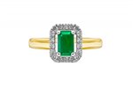 Pierścionek zaręczynowy ze szmaragdem i brylantami 0,14ct - PK/020d