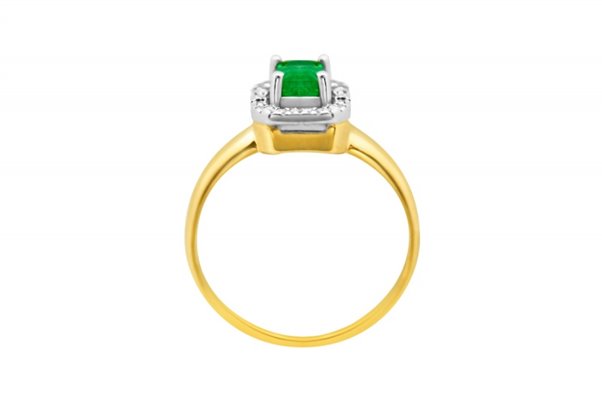 Pierścionek zaręczynowy ze szmaragdem i brylantami 0,14ct - PK/020d