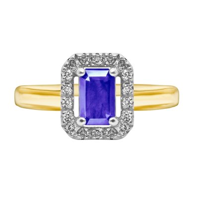 Pierścionek zaręczynowy z tanzanitem i brylantami 0,14ct - PK/020e