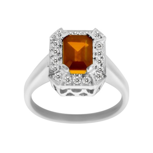 Pierścionek zaręczynowy z granatem i brylantami 0,18ct - PK/021a