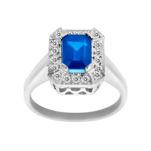 Pierścionek zaręczynowy z szafirem i brylantami 0,18ct - PK/021c