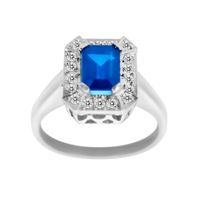 Pierścionek zaręczynowy z szafirem i brylantami 0,18ct - PK/021c