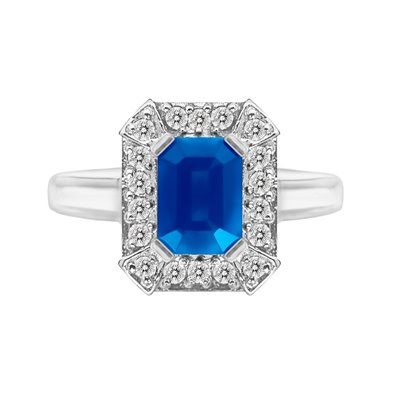 Pierścionek zaręczynowy z szafirem i brylantami 0,18ct - PK/021c