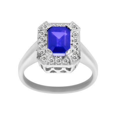 Pierścionek zaręczynowy z tanzanitem i brylantami 0,18ct - PK/021e