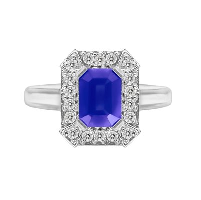 Pierścionek zaręczynowy z tanzanitem i brylantami 0,18ct - PK/021e