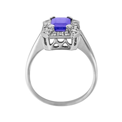 Pierścionek zaręczynowy z tanzanitem i brylantami 0,18ct - PK/021e