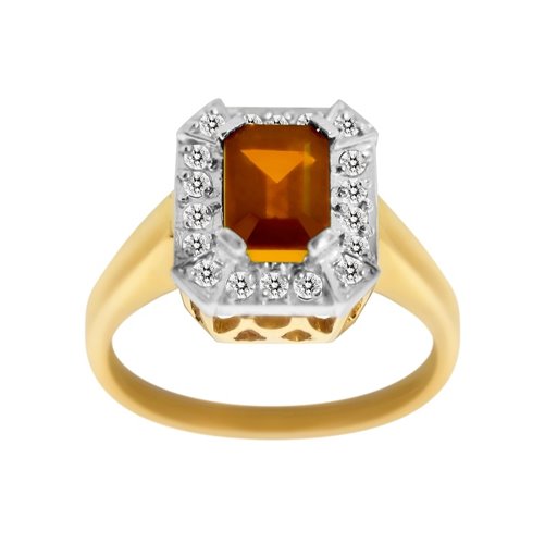 Pierścionek zaręczynowy z granatem i brylantami 0,18ct - PK/022a