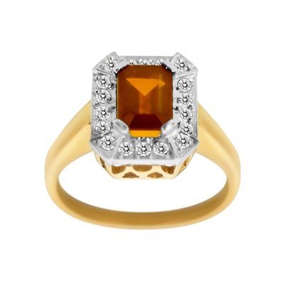 Pierścionek zaręczynowy z granatem i brylantami 0,18ct - PK/022a