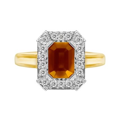 Pierścionek zaręczynowy z granatem i brylantami 0,18ct - PK/022a