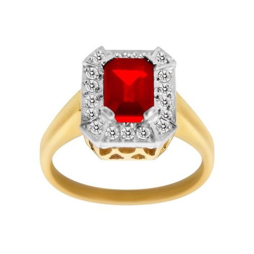 Pierścionek zaręczynowy z rubinem i brylantami 0,18ct - PK/022b