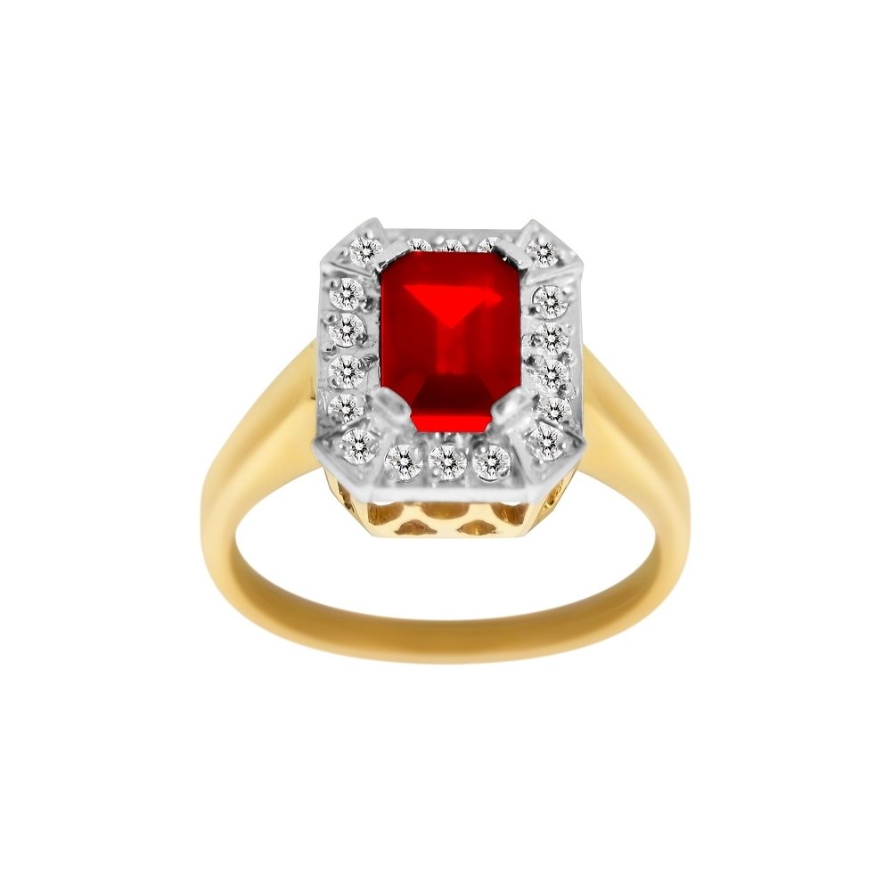 Pierścionek zaręczynowy z rubinem i brylantami 0,18ct - PK/022b