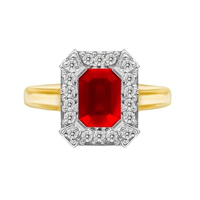 Pierścionek zaręczynowy z rubinem i brylantami 0,18ct - PK/022b