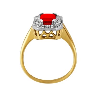 Pierścionek zaręczynowy z rubinem i brylantami 0,18ct - PK/022b