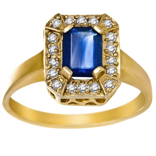 Pierścionek zaręczynowy z szafirem i brylantami 0,18ct - PK/022c