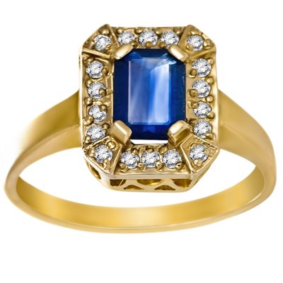 Pierścionek zaręczynowy z szafirem i brylantami 0,18ct - PK/022c