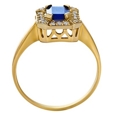 Pierścionek zaręczynowy z szafirem i brylantami 0,18ct - PK/022c