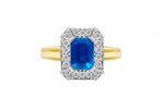 Pierścionek zaręczynowy z szafirem i brylantami 0,18ct - PK/022c