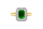 Pierścionek zaręczynowy ze szmaragdem i brylantami 0,18ct - PK/022d
