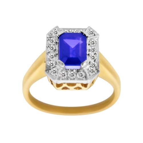 Pierścionek zaręczynowy z tanzanitem i brylantami 0,18ct - PK/022e