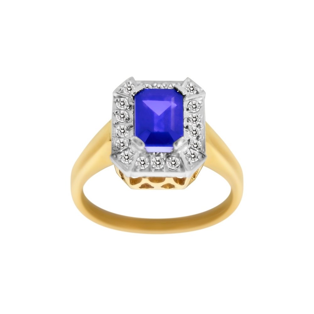 Pierścionek zaręczynowy z tanzanitem i brylantami 0,18ct - PK/022e