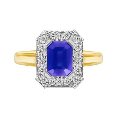 Pierścionek zaręczynowy z tanzanitem i brylantami 0,18ct - PK/022e