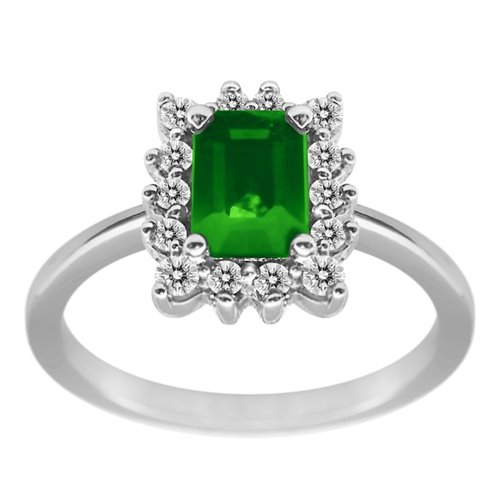 Pierścionek zaręczynowy ze szmaragdem i brylantami 0,17ct - PK/023d