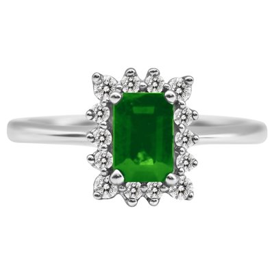 Pierścionek zaręczynowy ze szmaragdem i brylantami 0,17ct - PK/023d