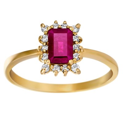 Pierścionek zaręczynowy z rubinem i brylantami 0,17ct - PK/025b