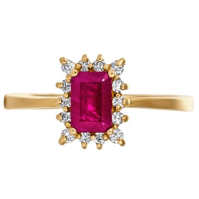 Pierścionek zaręczynowy z rubinem i brylantami 0,17ct - PK/025b