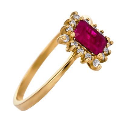 Pierścionek zaręczynowy z rubinem i brylantami 0,17ct - PK/025b