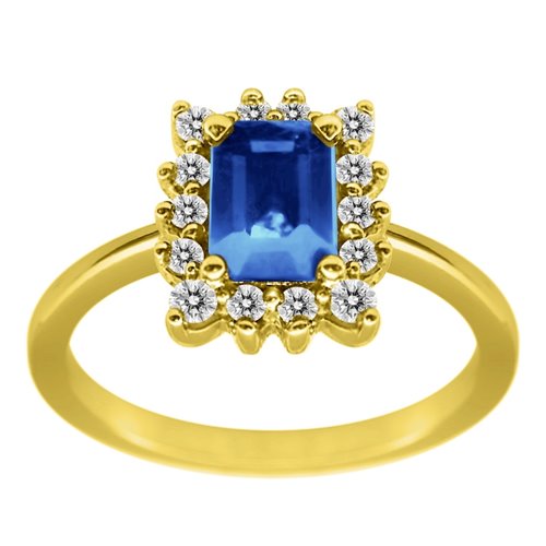 Pierścionek zaręczynowy z szafirem i  brylantami 0,17ct - PK/025c