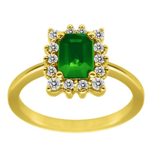 Pierścionek zaręczynowy ze szmaragdem i brylantami 0,17ct - PK/025d