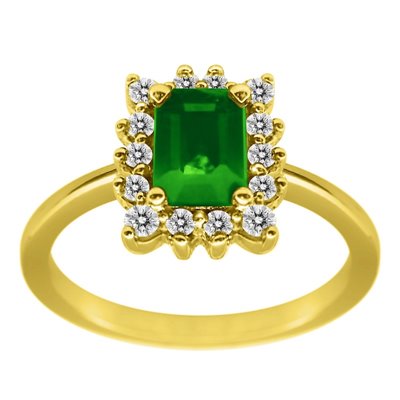 Pierścionek zaręczynowy ze szmaragdem i brylantami 0,17ct - PK/025d