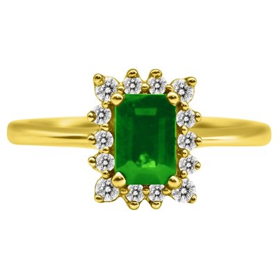 Pierścionek zaręczynowy ze szmaragdem i brylantami 0,17ct - PK/025d