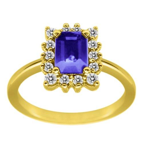 Pierścionek zaręczynowy z tanzanitem i brylantami 0,17ct - PK/025e